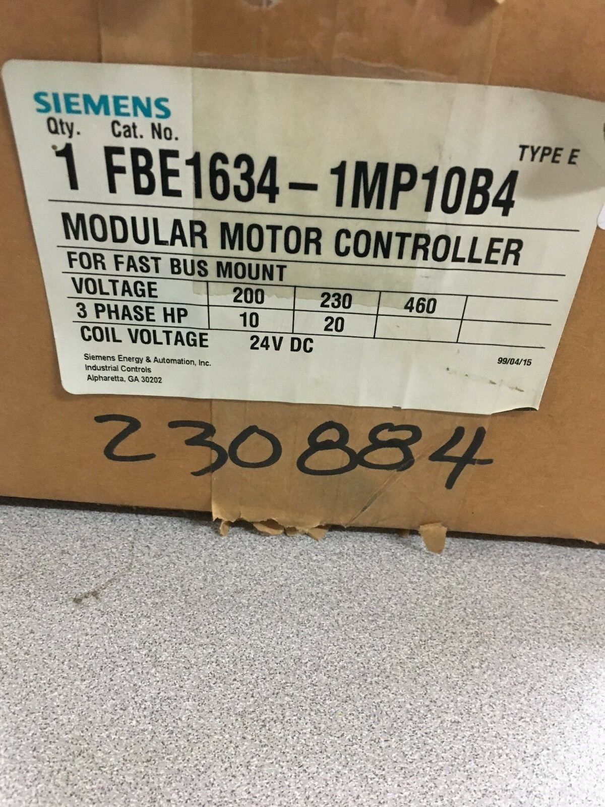 NEW IN BOX SIEMENS MODULAR MOTOR CONTROLLER FBE1634-1MP10B4