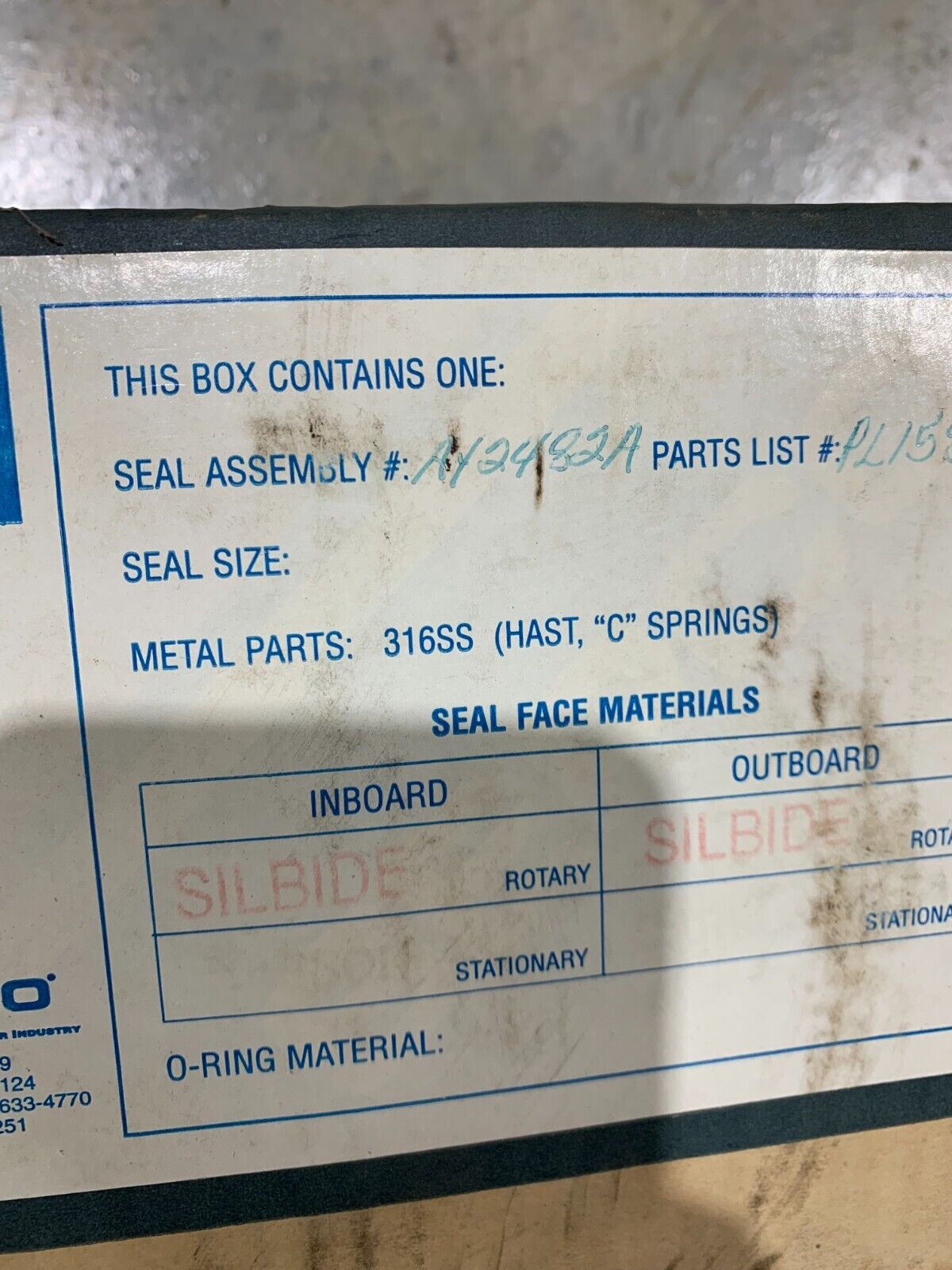 NEW IN BOX RBD SEPCO 2-1/8" MECHANICAL SEAL AY2482A