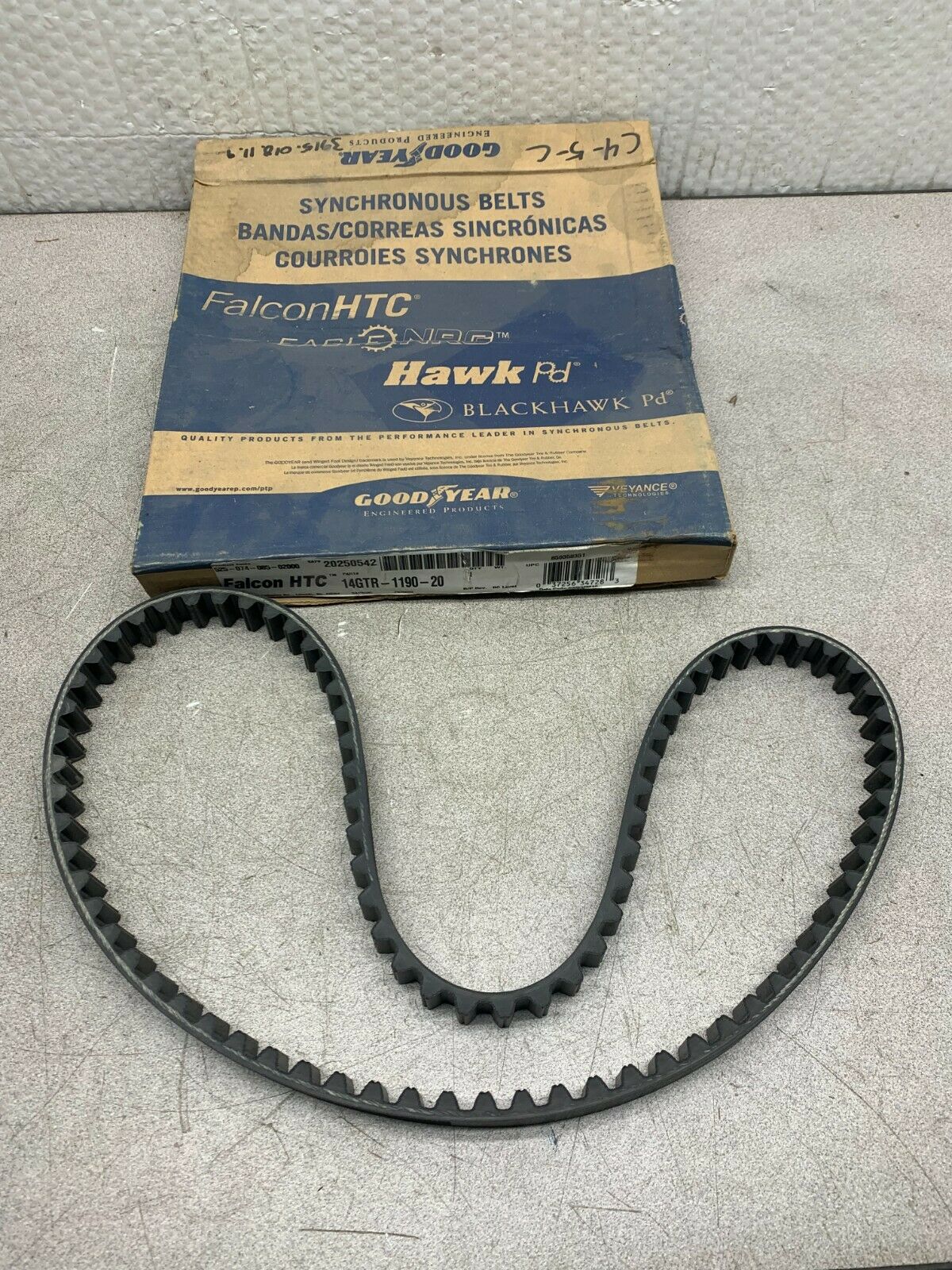 NEW IN BOX GOODYEAR BLACKHAWK SYNCHRONOUS BELT FALCON HTC 14GTR-1190-20