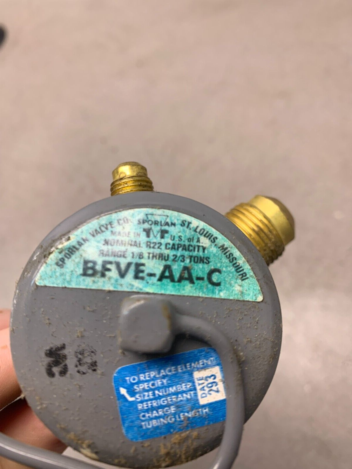 USED SPORLAN THERMOSTATIC EXPANSION VALVE BFVE-AA-C