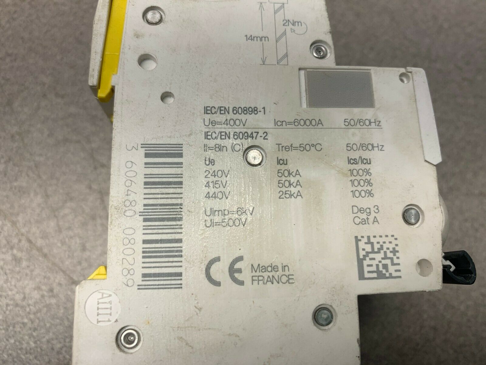 USED SCHNEIDER ELECTRIC IC60N C1A BREAKER IEC/EN 60898-1