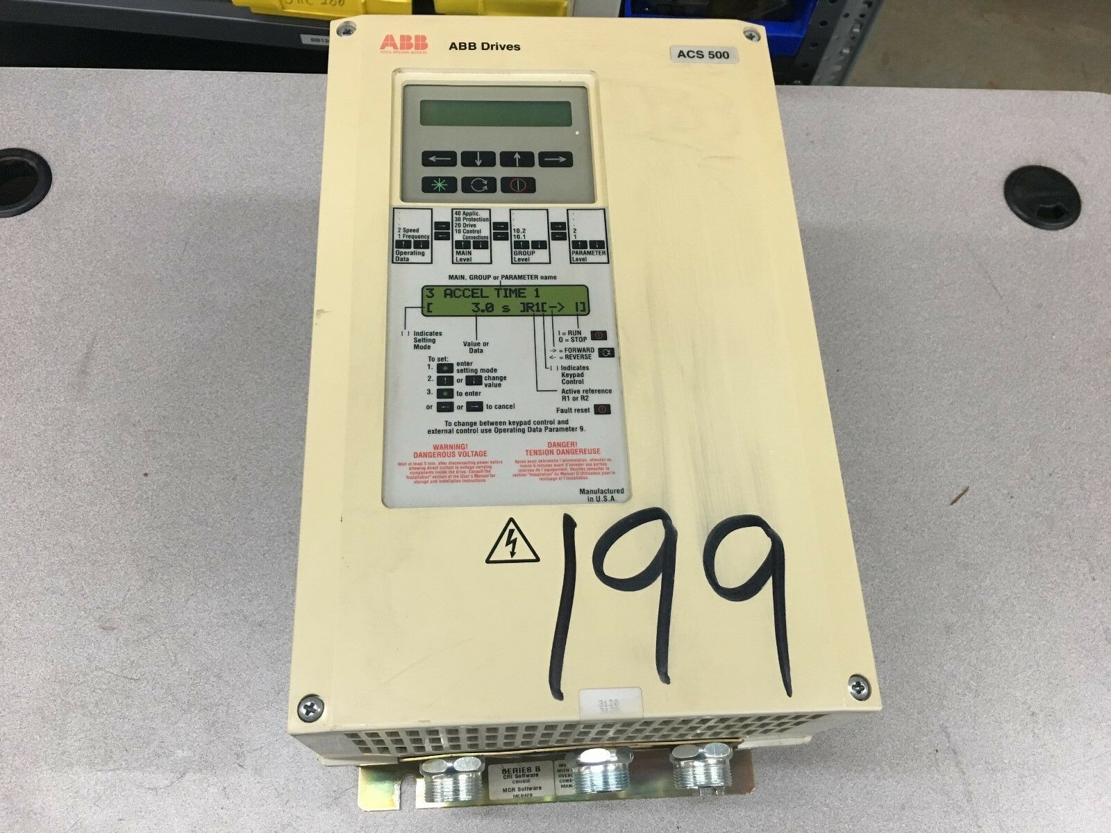 USED ABB ACS 500 7.5HP VARIABLE SPEED DRIVE ACS501-007-4-0AP2