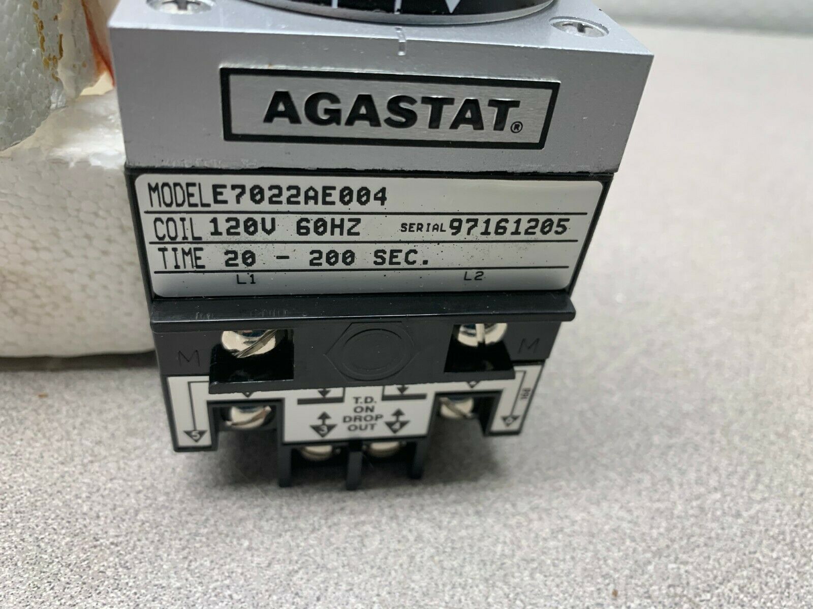 NEW AGASTAT 120V. TIMER 20-200 SEC. TIMING RELAY E7022AE004