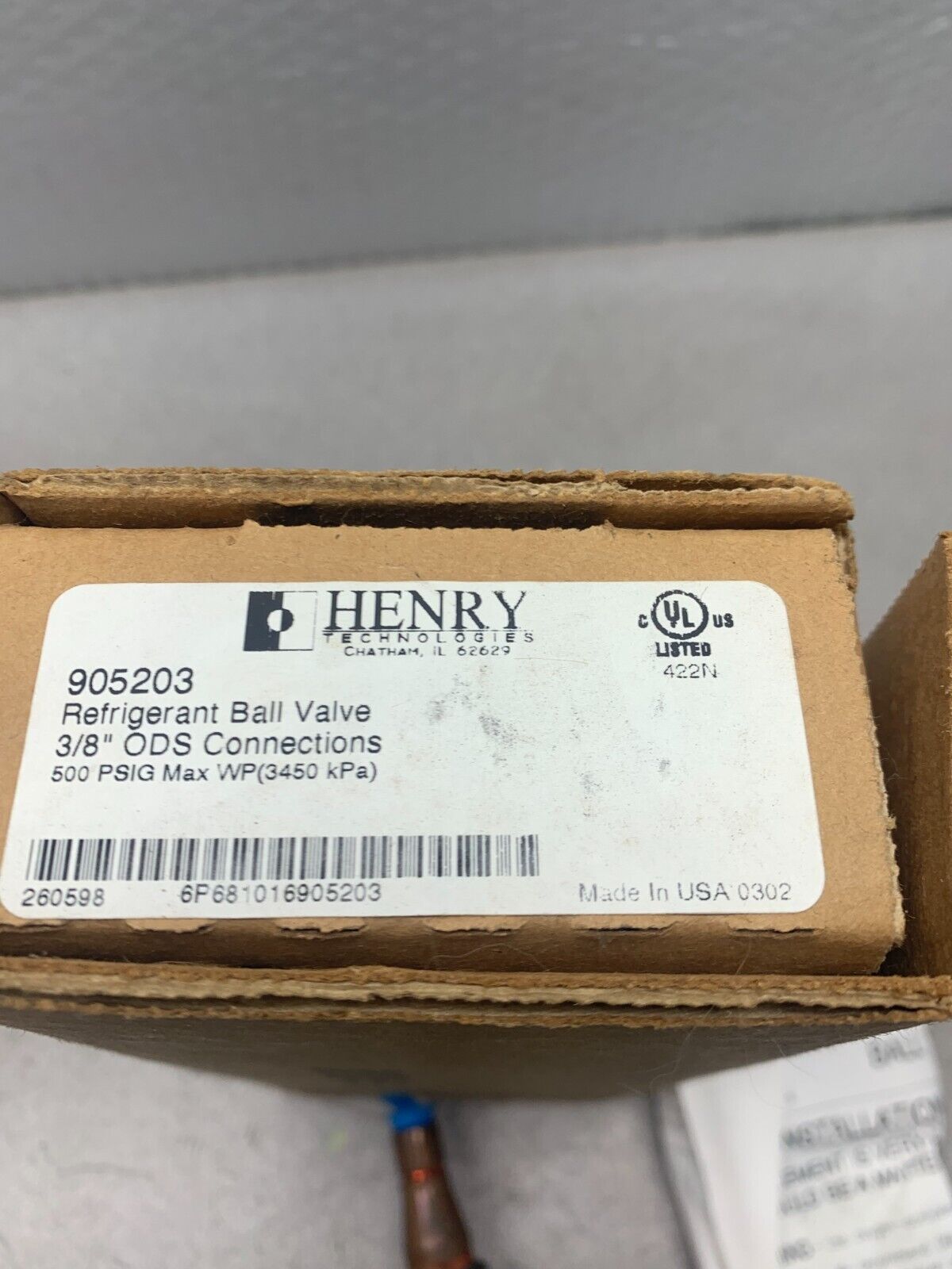 NEW IN BOX ALCO HENRY 3/8" ODS REFRIGERANT BALL VALVE 905203 VAL06650