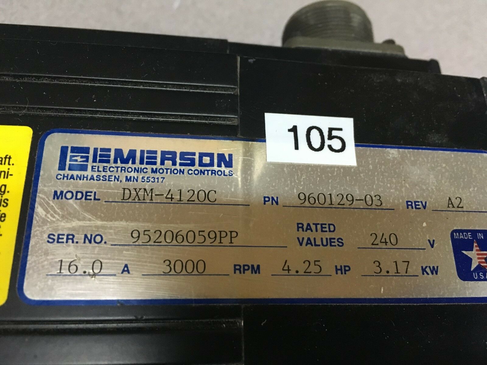 USED EMERSON DXM-4120C SERVO MOTOR 960129-03