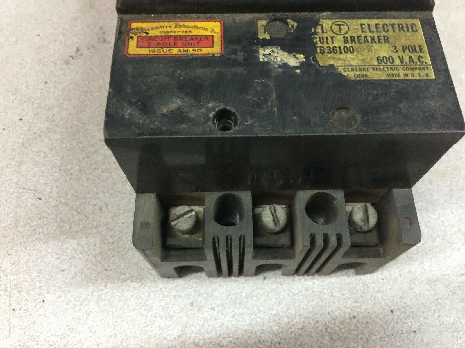 USED TRUMBULL 100AMP 3POLE 600VAC BREAKER ATB36100