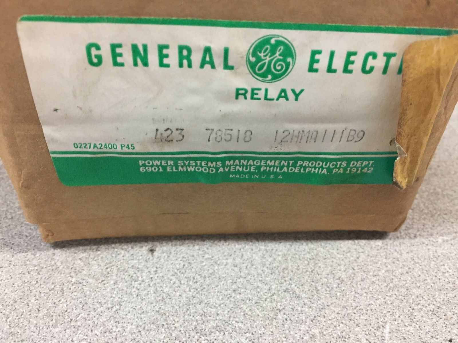 NEW IN BOX GE RELAY 423 78518 12HMA111B9