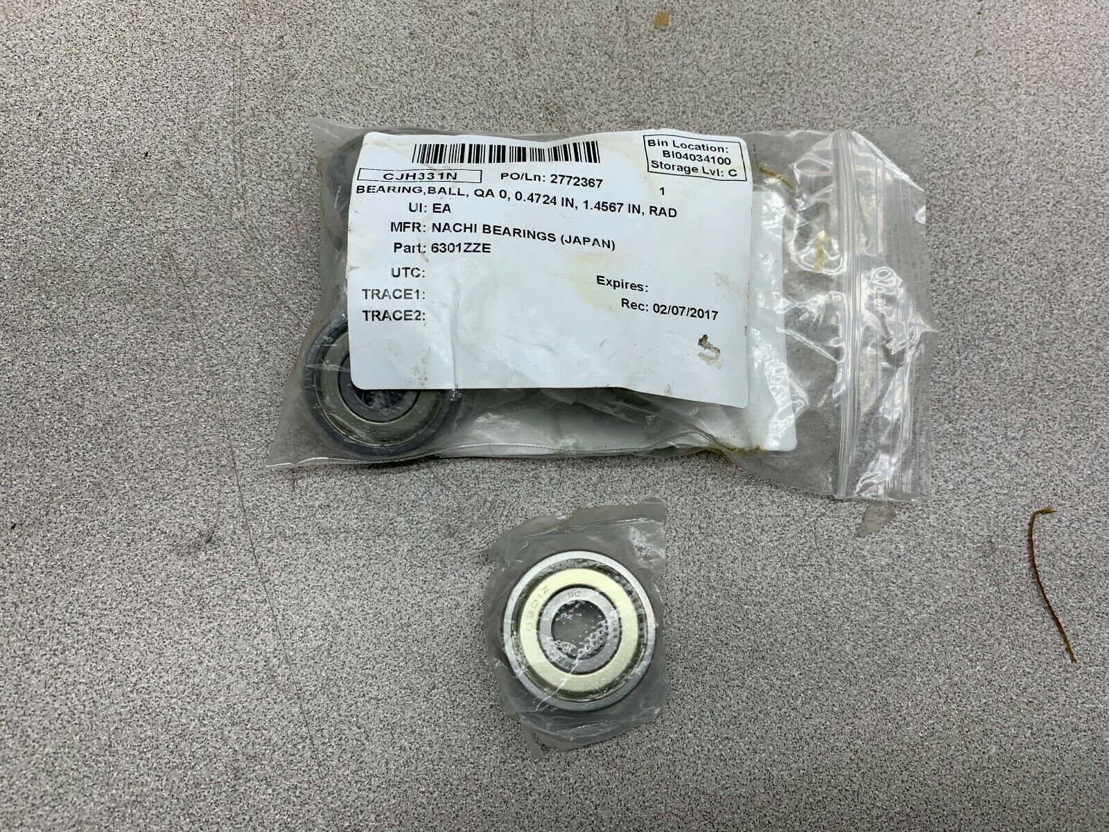 NEW NO BOX NACHI BEARING 6301Z