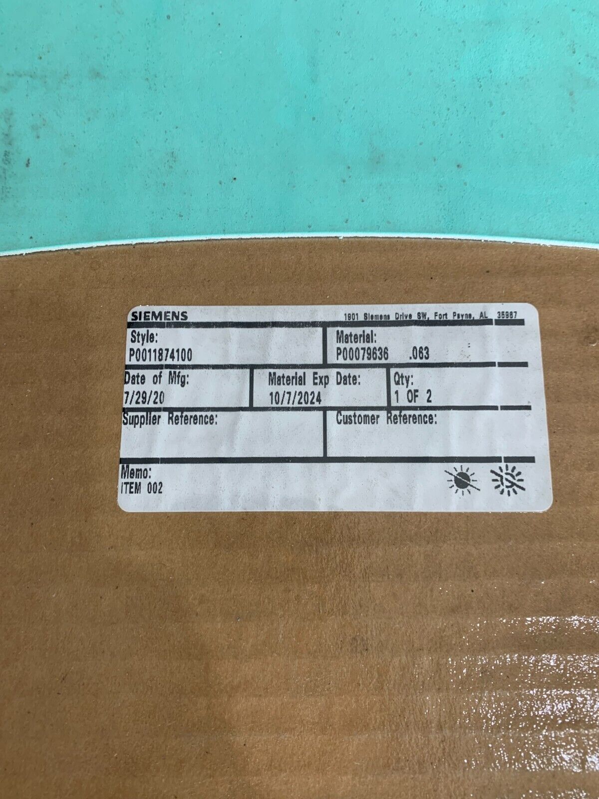 NEW SIEMENS P0011874100 GASKET MATERIAL P00079636 .063 SEAL