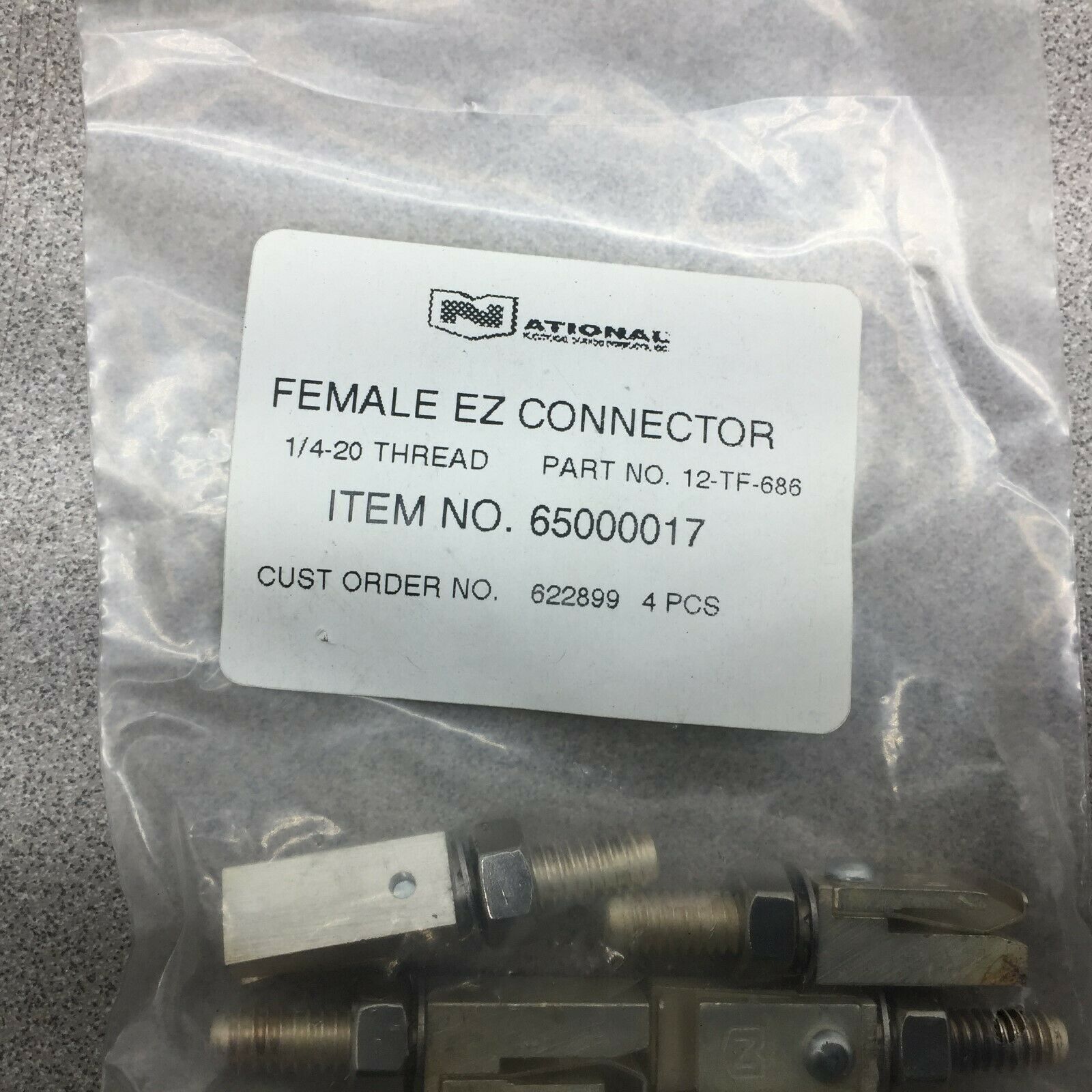 NEW IN BOX OF 92 NATIONAL 1/4-20 FEMALE EZ CONNECTOR 12-TF-686