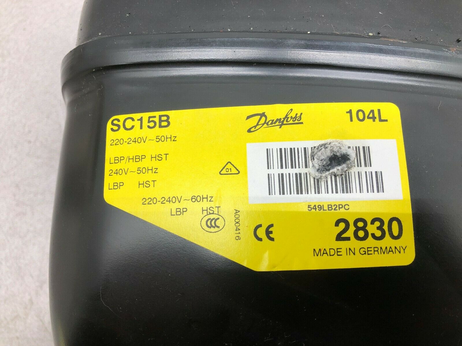 NEW NO BOX DANFOSS R12 104L 2830 220-240V 50HZ 1PH LBP/HBP COMPRESSOR SC15B