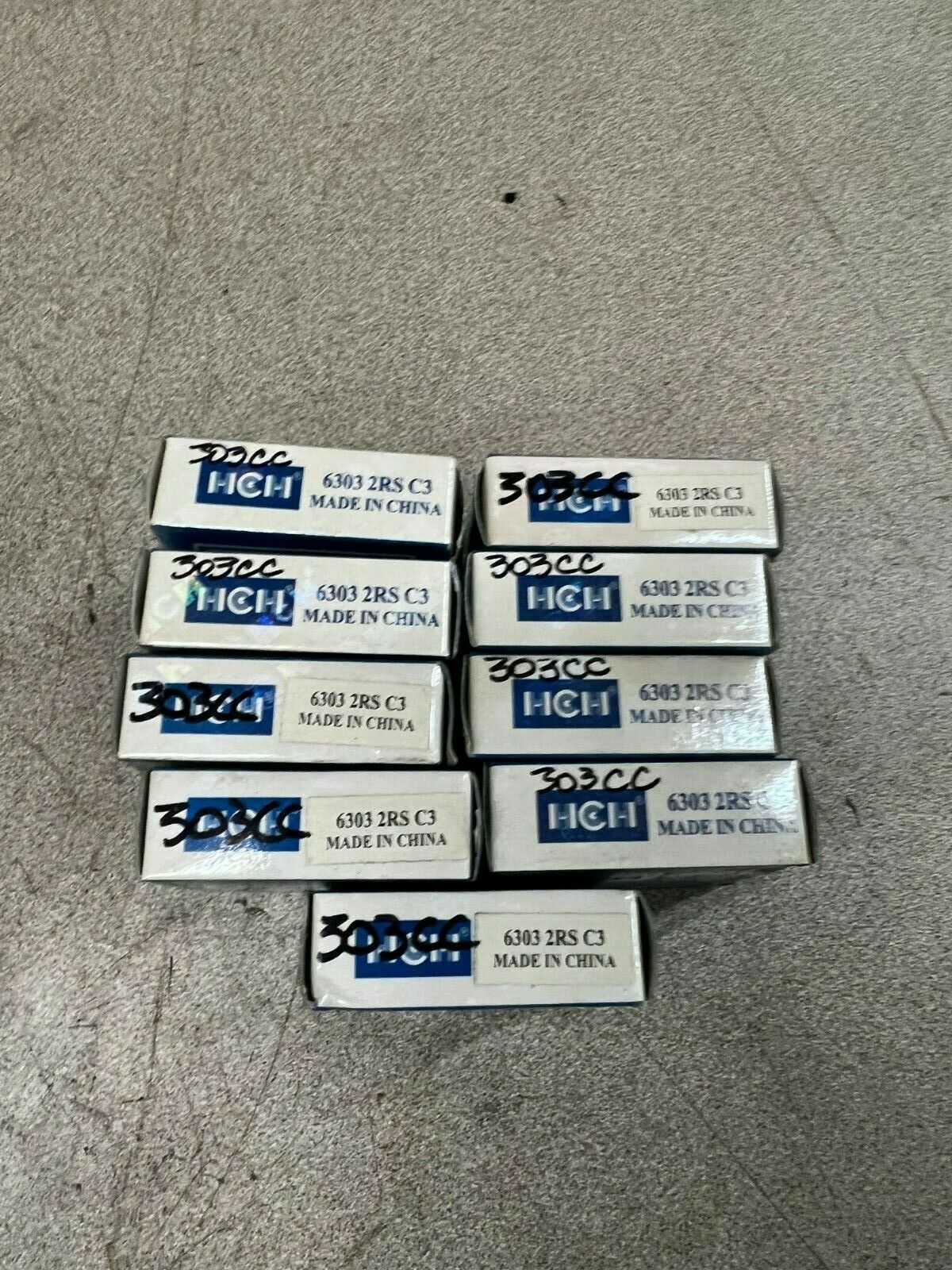 LOT OF 9 NEW IN BOX HCH BALL BEARING 6303 2RS C3