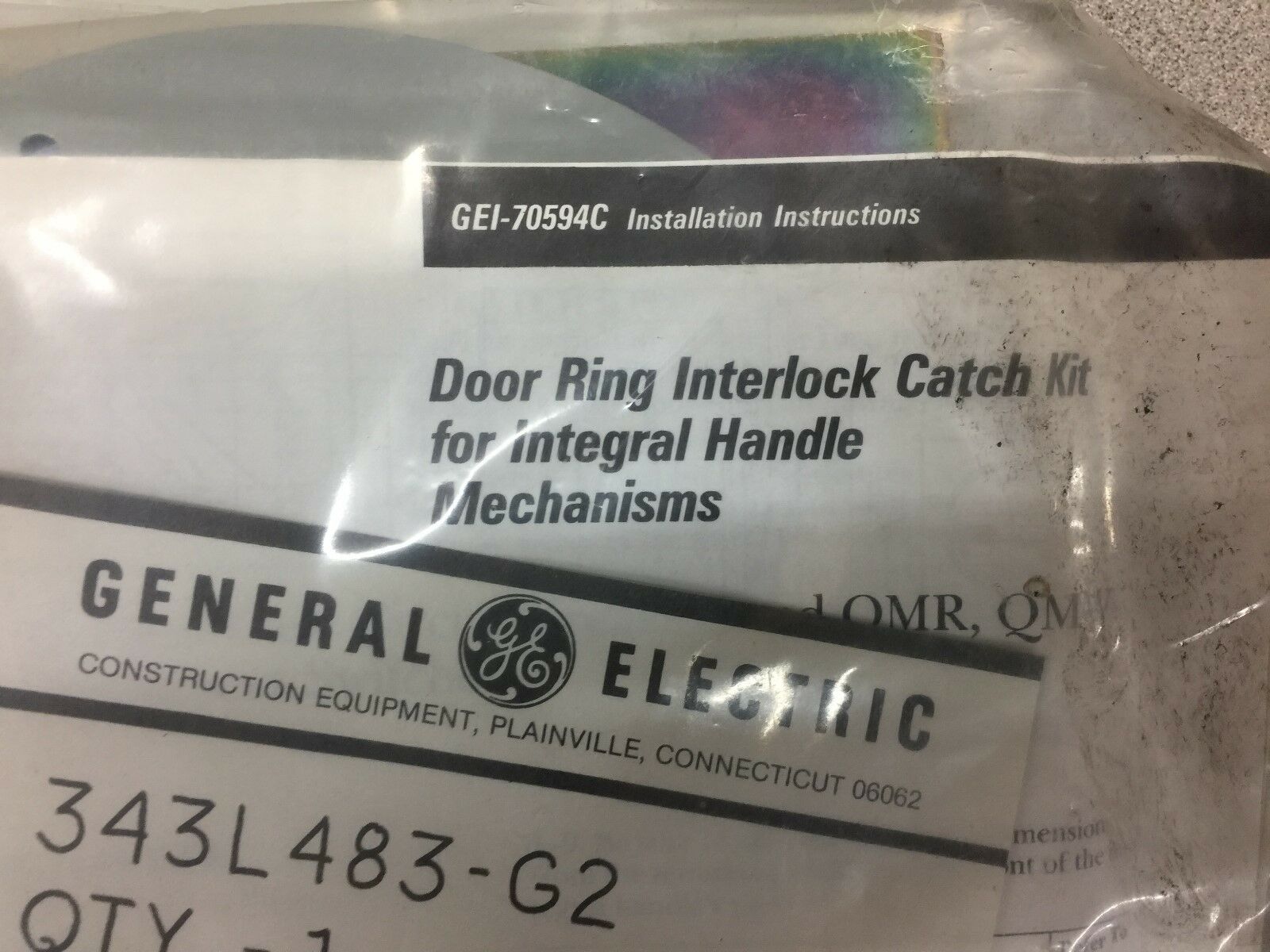 NEW IN ORIGINAL PACKAGE GE DOOR RING ITERLOCK CATCH KIT 343L483-G2