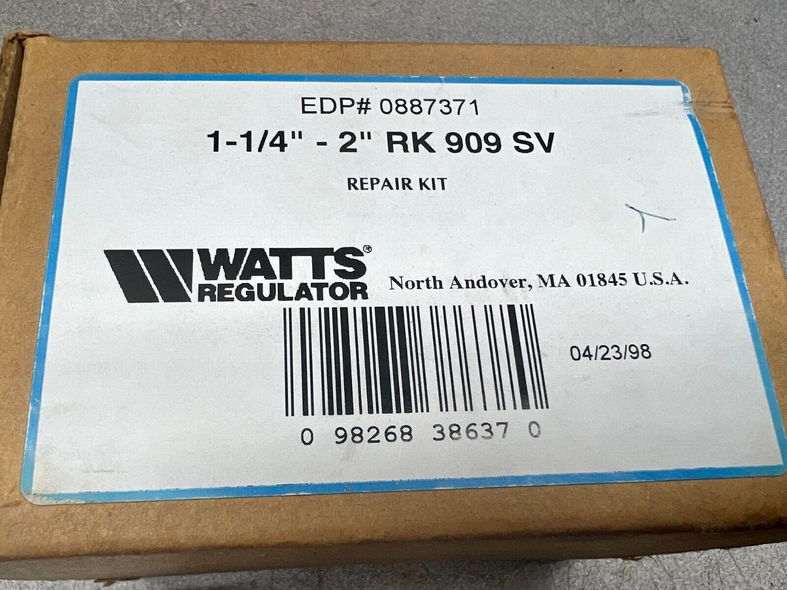 NEW IN BOX WATTS REPAIR KIT 1-1/4-2 RK 909 SV