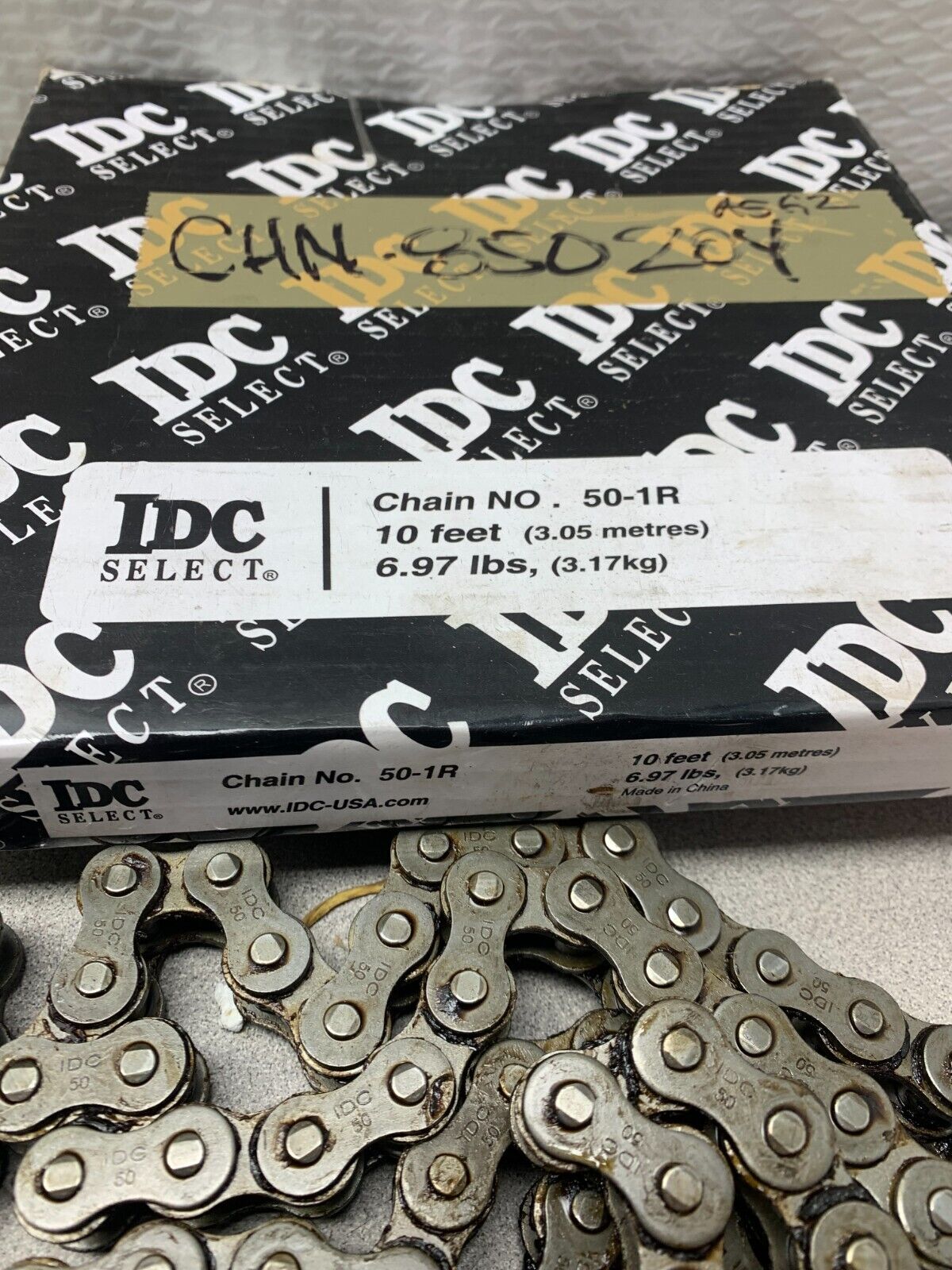 NEW IN BOX IDC SELECT ROLLER CHAIN 10FT. SINGLE STRAND 50-1R WITH MASTER LINK