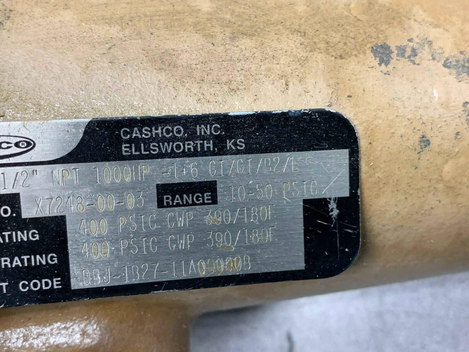 USED CASHCO VALVE 1000HP-1+6 CI/CI/B2/L CODE DBJ-1B27-11A00000B