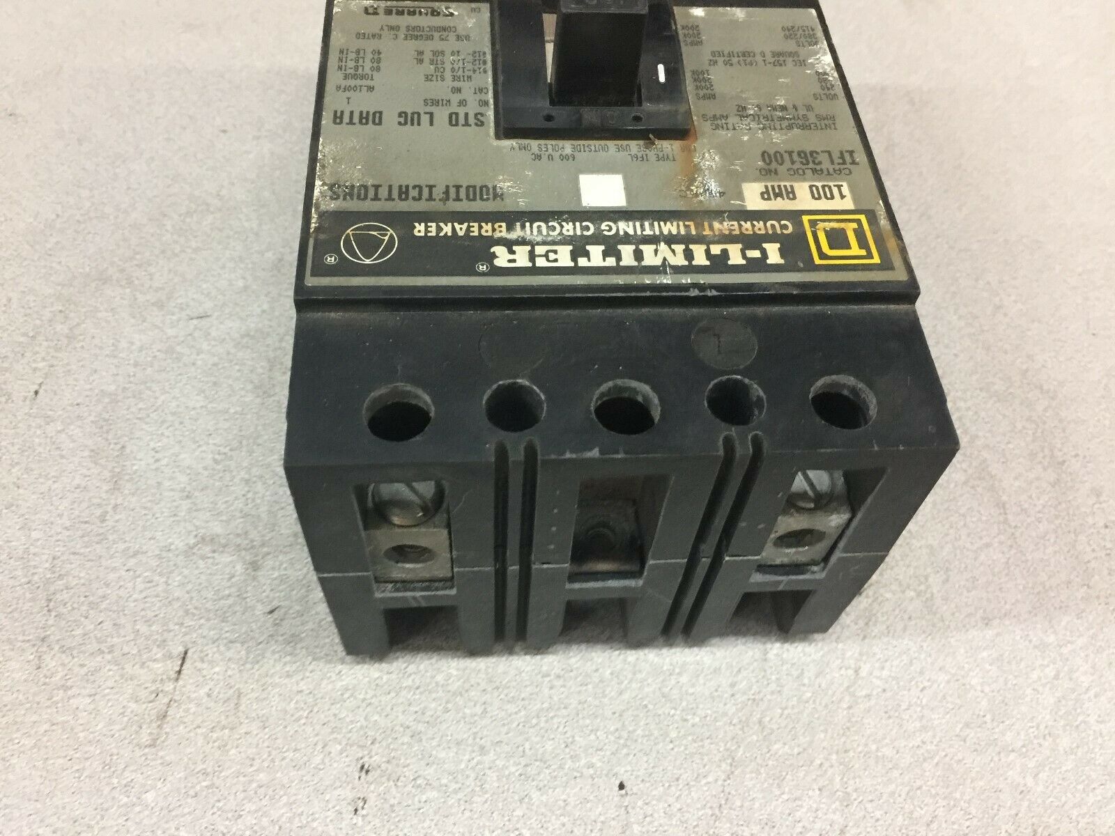 USED SQUARE D 100AMP 2POLE 600VAC I-LIMITER BREAKER IFL36100