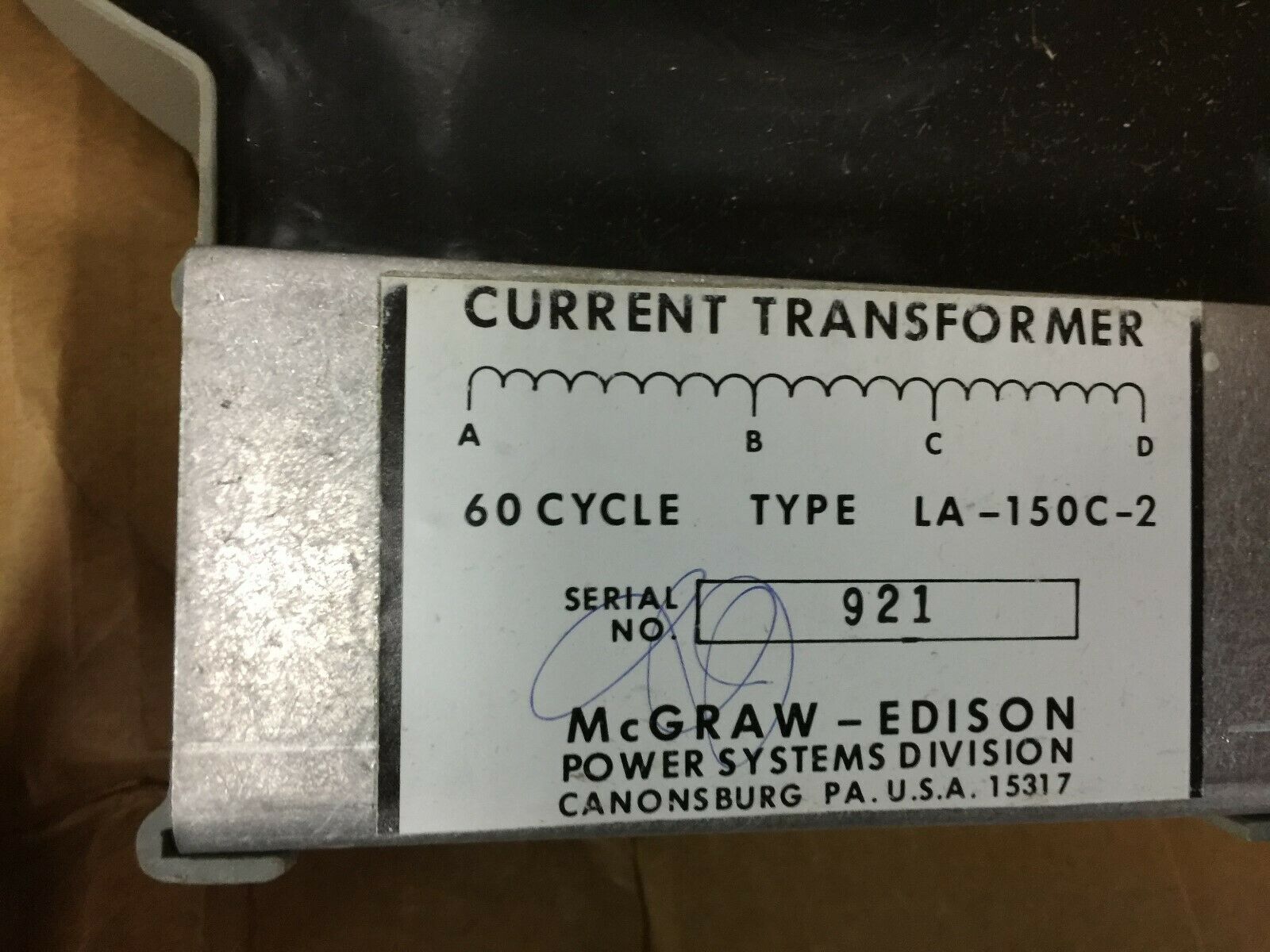 NEW IN BOX MCGRAW-EDISON CURRENT TRANSFORMER LA-150C-2