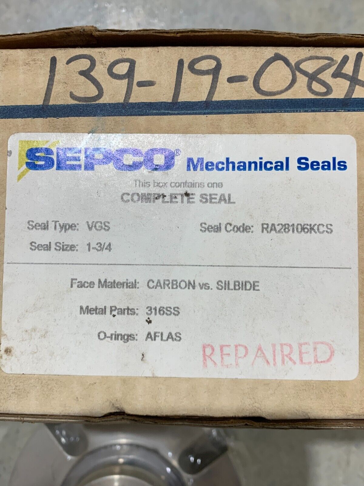 REBUILT SEPCO 1-3/4" MECHANICAL SEAL VGS SEAL CODE RA28106KCS