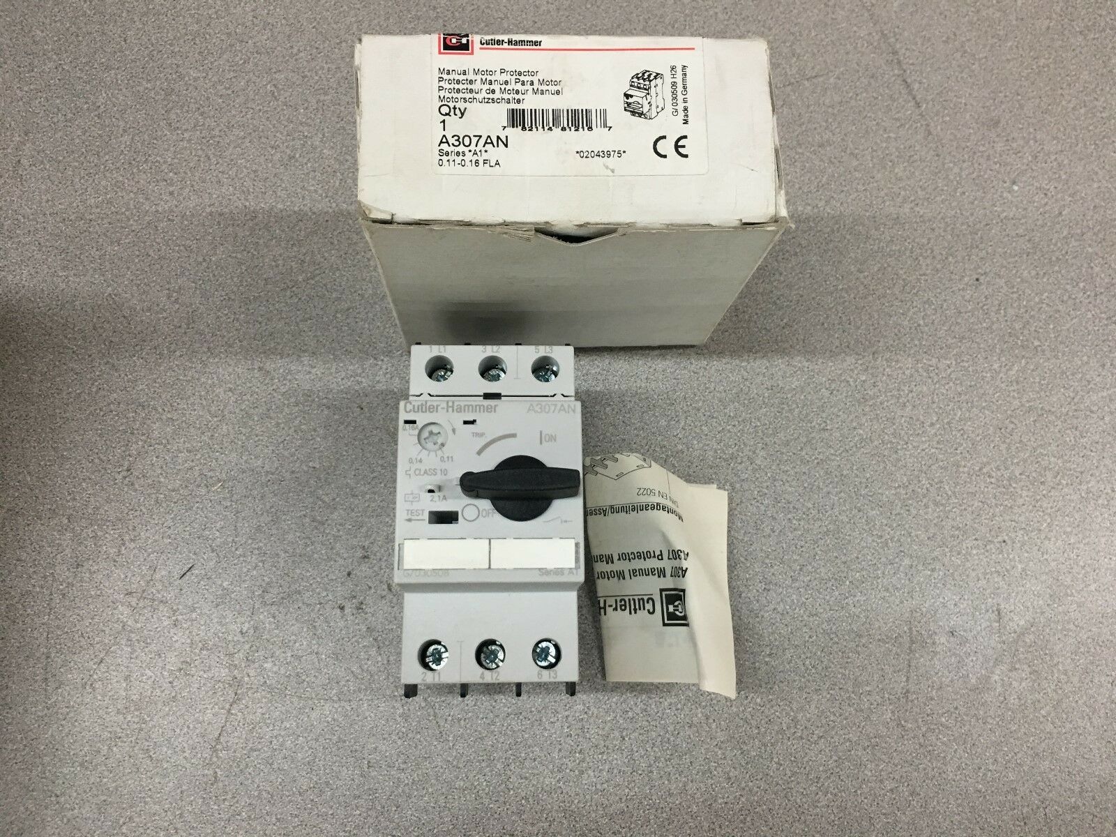 NEW IN BOX CUTLER-HAMMER MANUAL MOTOR PROTECTOR A307AN