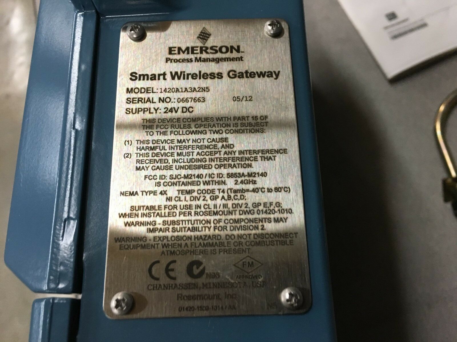 NEW IN BOX EMERSON SMART WIRELESS GATEWAY ROSEMOUNT 1420A1A3A2N5