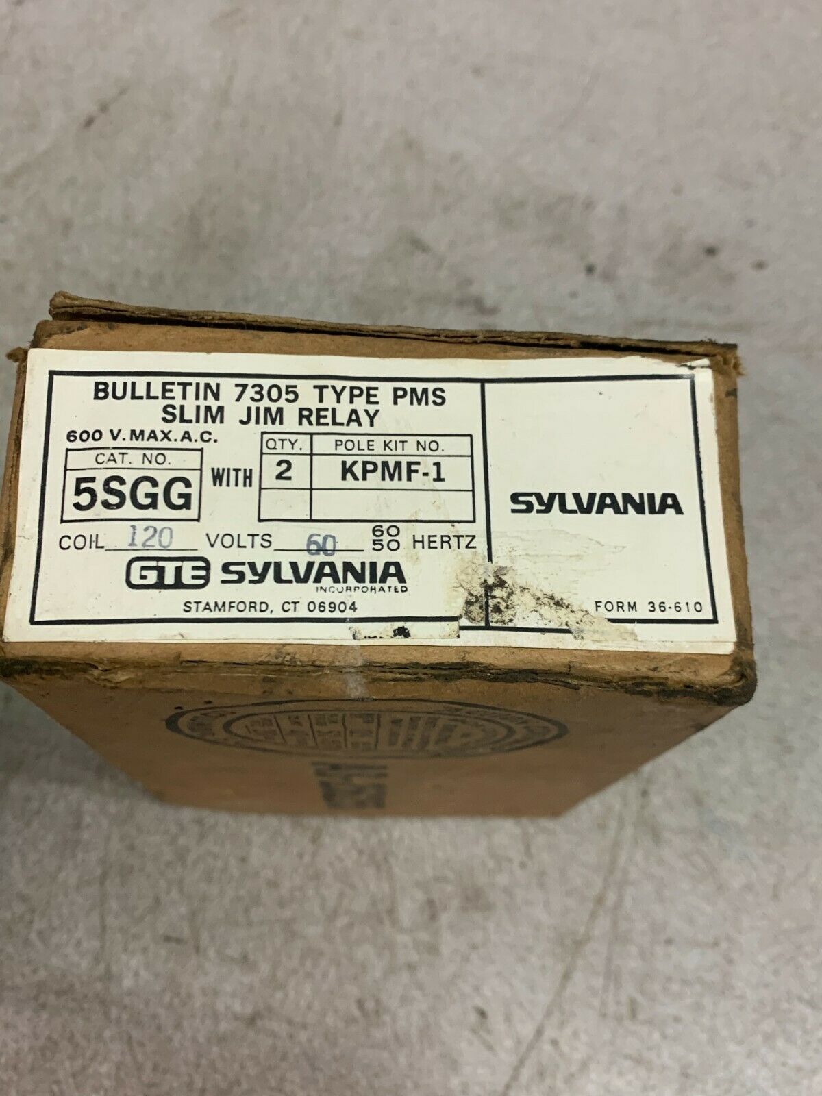 NEW IN BOX SYLVANIA JOSLYN CLARK 7305 TYPE PMS SLIM JIM RELAY 5SGG WITH KPMF-1