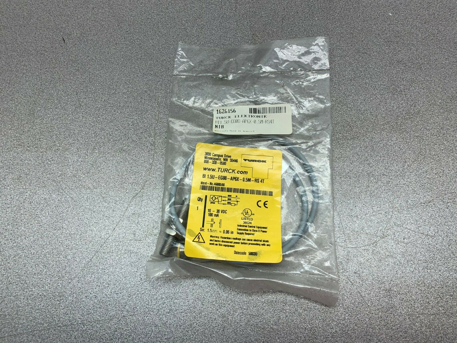 NEW IN PACKAGE TURCK SENSOR BI 1.5U-EG08-AP6X-0.5M-RS 4T