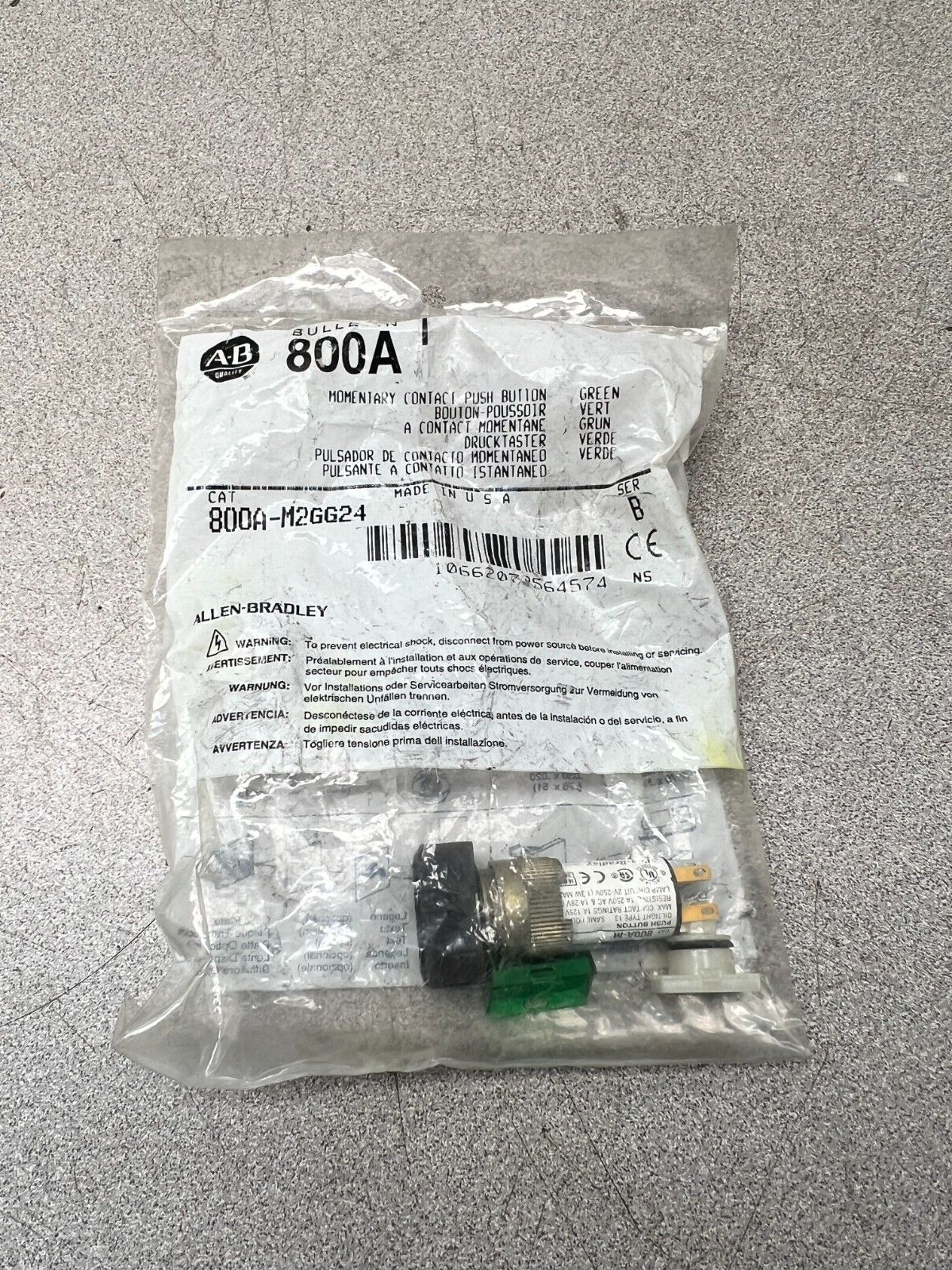 NEW IN BAG ALLEN BRADLEY PUSHBUTTON 800A-M2GG24 SERIES B