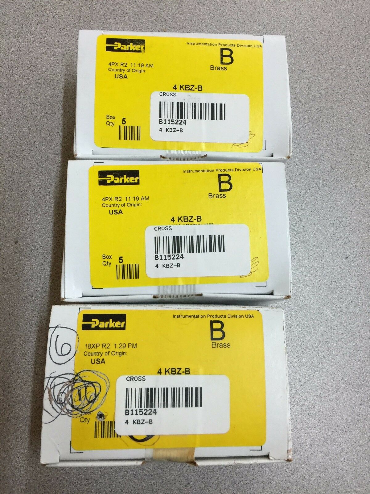 NEW BOX OF 5 PARKER BRASS UNION CROSS FITTINGS 4KBZ-B