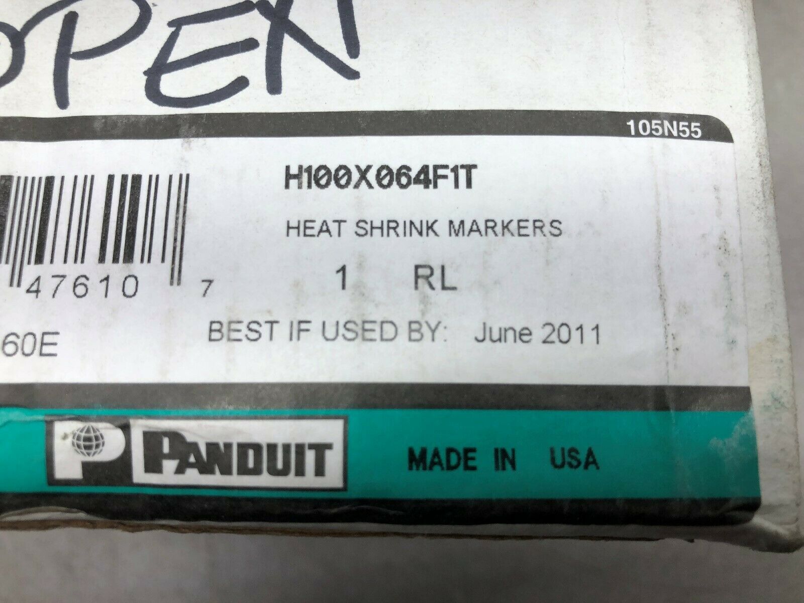 NEW IN BOX 1/2 ROLL PANDUIIT HEAT SHRINK MARKERS H100X064F1T