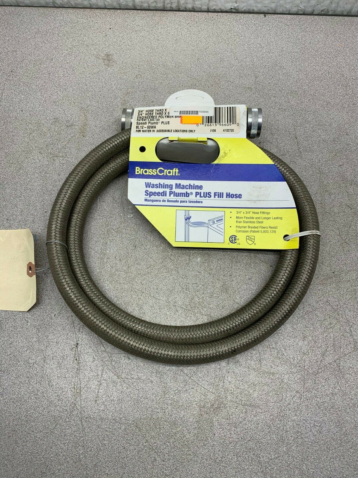 NEW BRASSCRAFT SPEEDI PLUMB 3/4FHTX3/4FHT X 60" WASHING MACHINE HOSE BL12-60WA