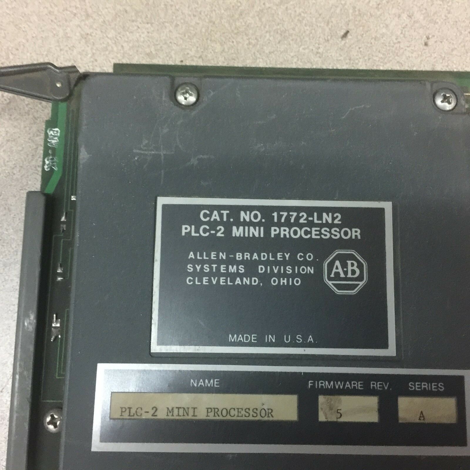 USED ALLEN BRADLEY PLC-2 MIMI PROCESSOR 1772-LN2