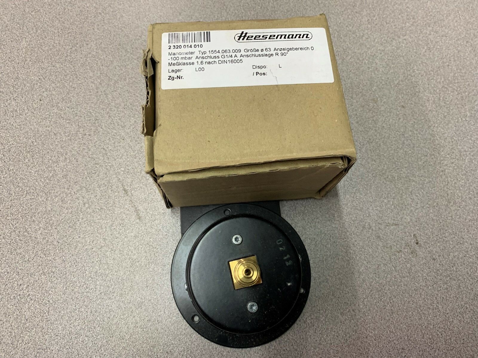 NEW IN BOX HEESEMAN GAUGE P1554M063009