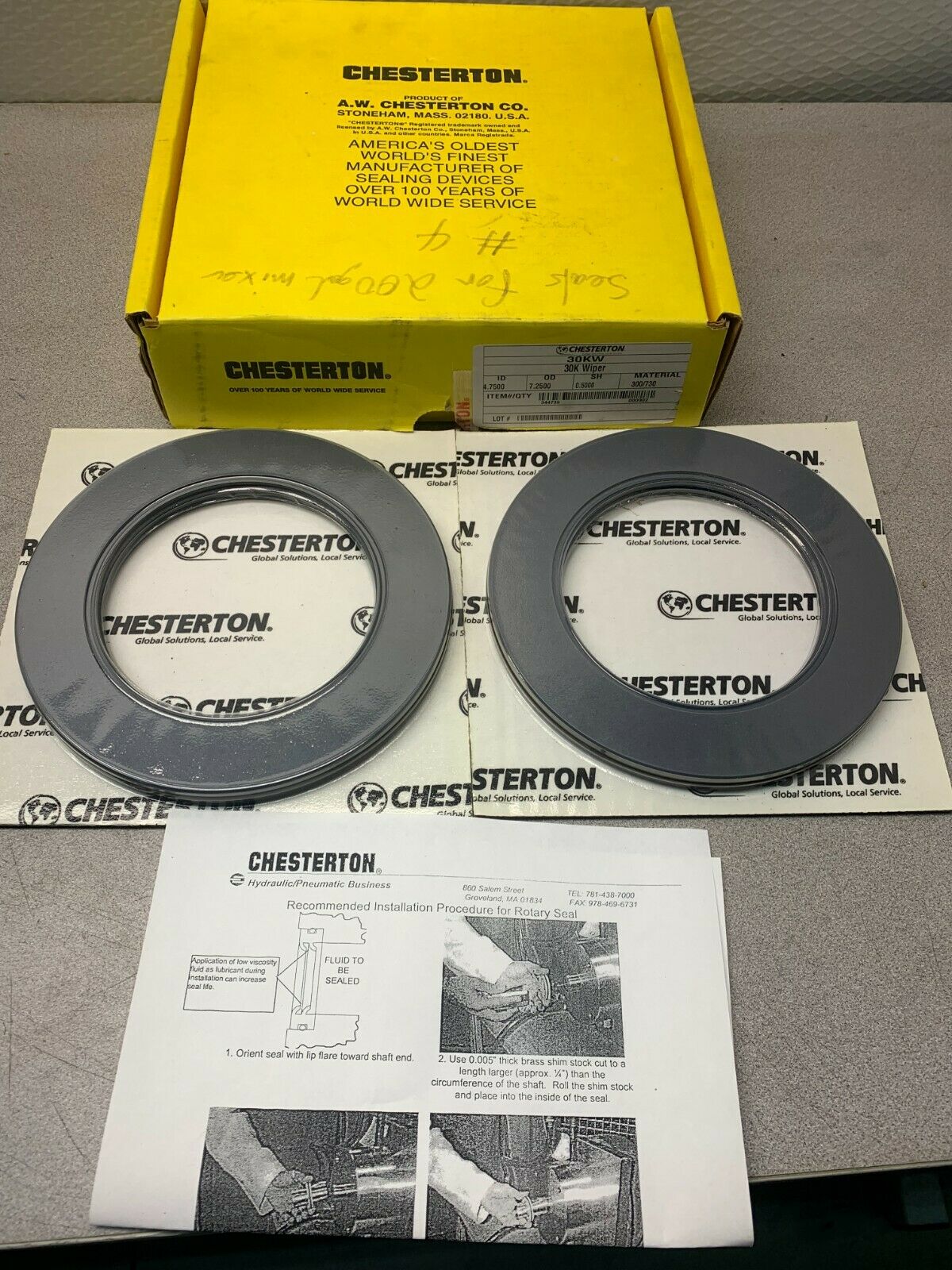 NEW BOX OF 2 CHESTERTON SEALS ID 4.7500 OD 7.2500 SH 0.5000 30KW 30K WIPER