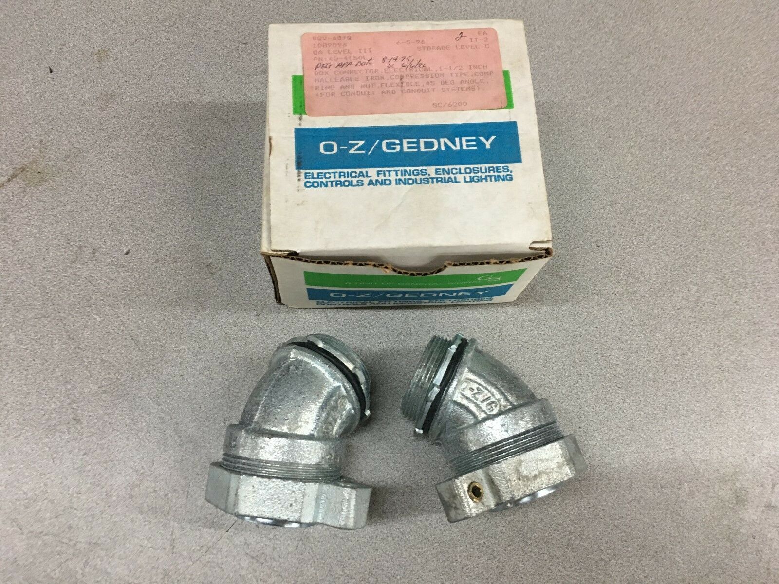 QTY:2 NEW IN BOX O-Z / GEDNEY 1-1/2" GROUNDING LIQUIDTIGHT CONNECTORS 4Q-4150L