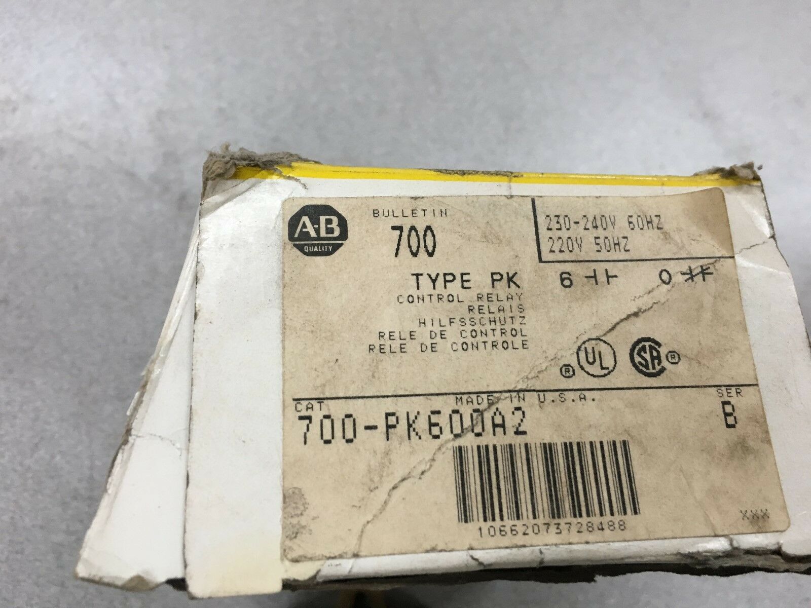 NEW IN BOX ALLEN-BRADLEY TYPE PK CONTROL RELAY 700-PK600A2 SERIES B