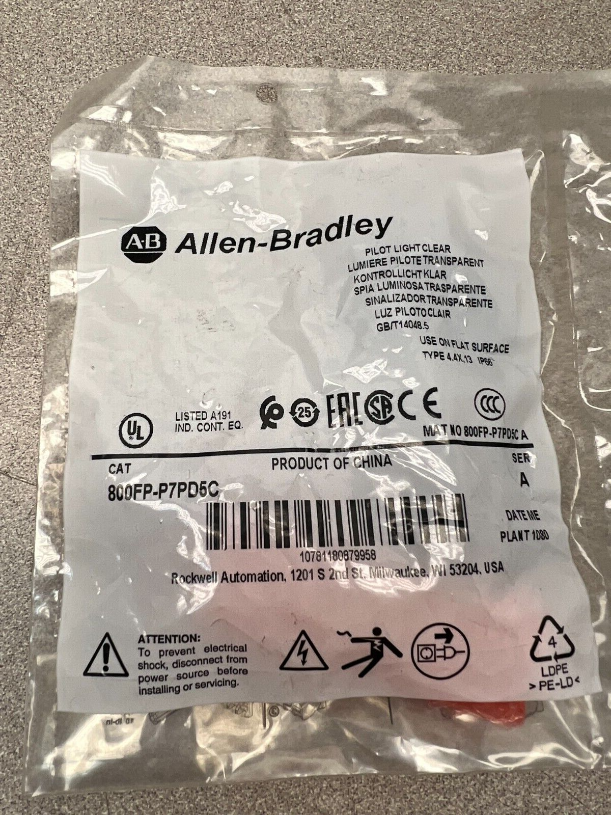 NEW IN BAG ALLEN BRADLEY PILOT LIGHT 800FP-P7PD5C SERIES A