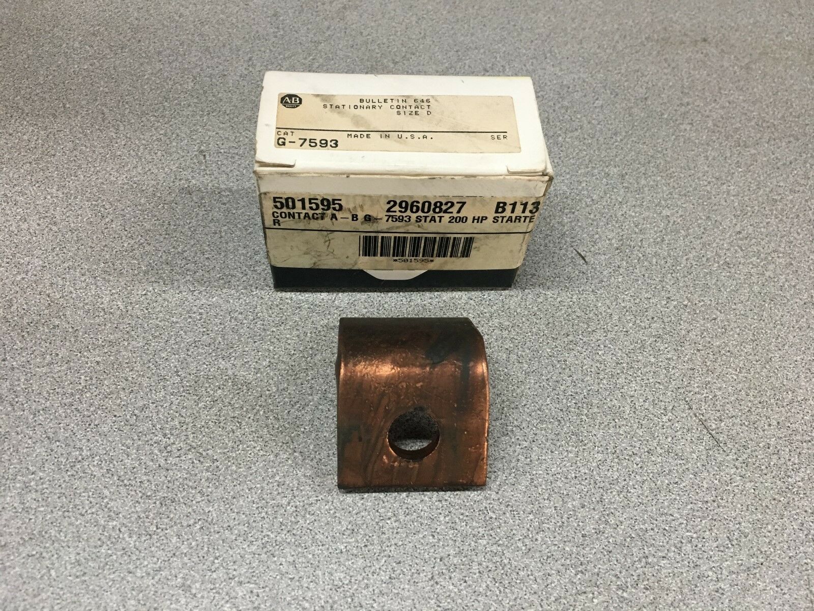 NEW IN BOX ALLEN-BRDLEY STATIONARY CONTACT SIZE D SINGLE CONTACT G-7593