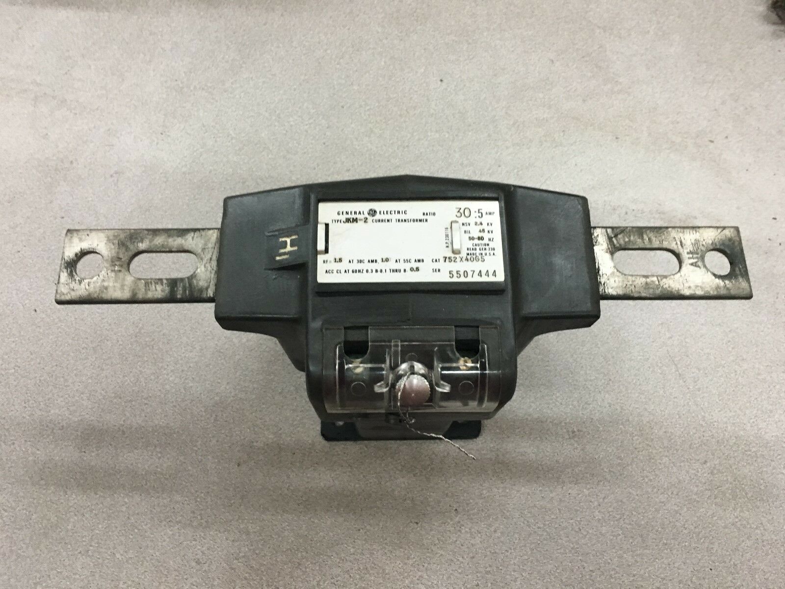 NEW NO BOX GENERAL ELECTRIC TYPE JKM-2 CURRENT TRANSFORMER 30:5 AMP 752X40G5