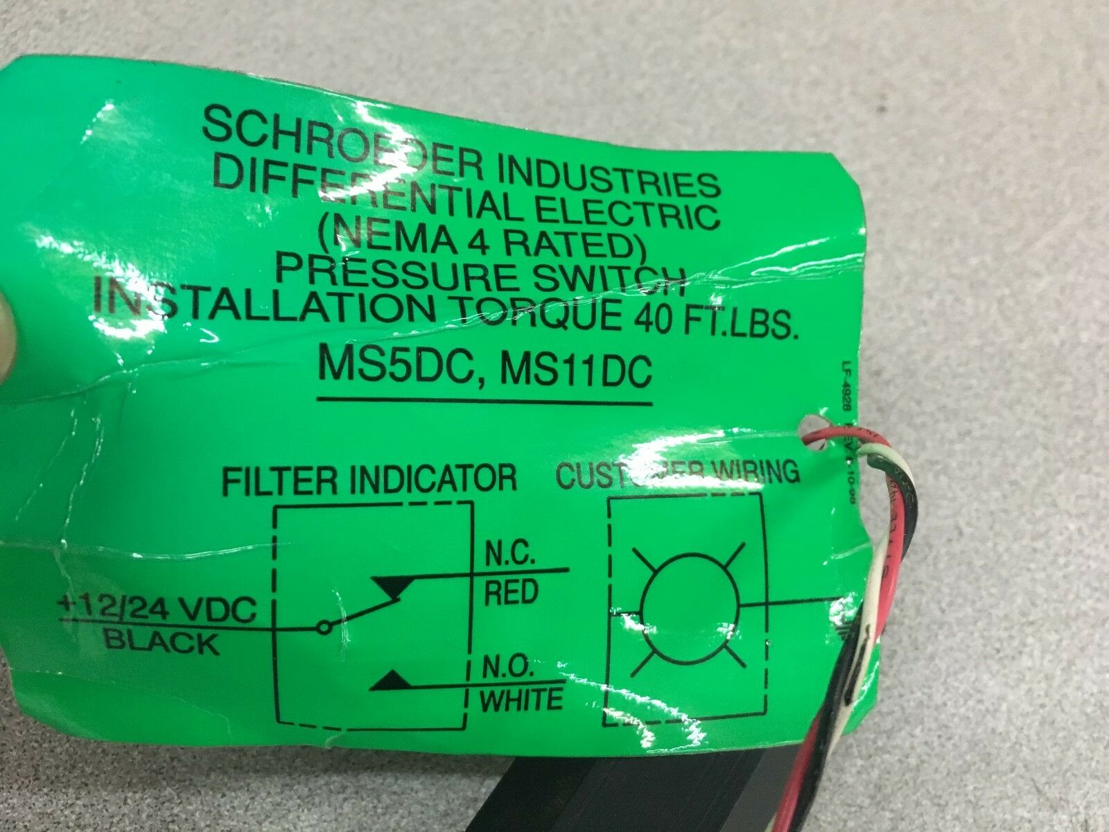 NEW NO BOX SCHROEDER PRESSURE SWITCH MS5DC MS11DC