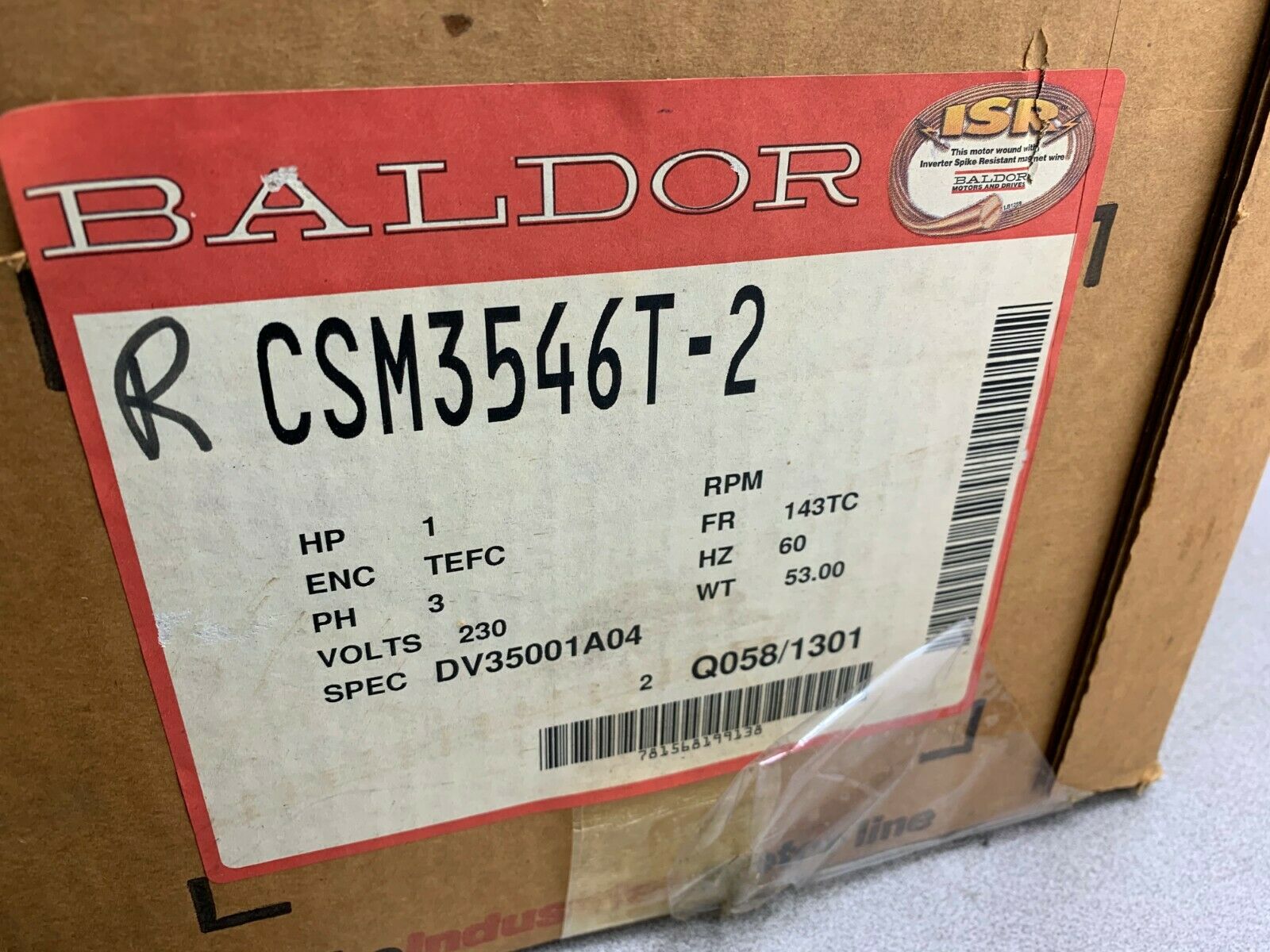 NEW IN BOX BALDOR 1HP 3500RPM SMART MOTOR CSM3546T-2 DRIVE DV35001A104