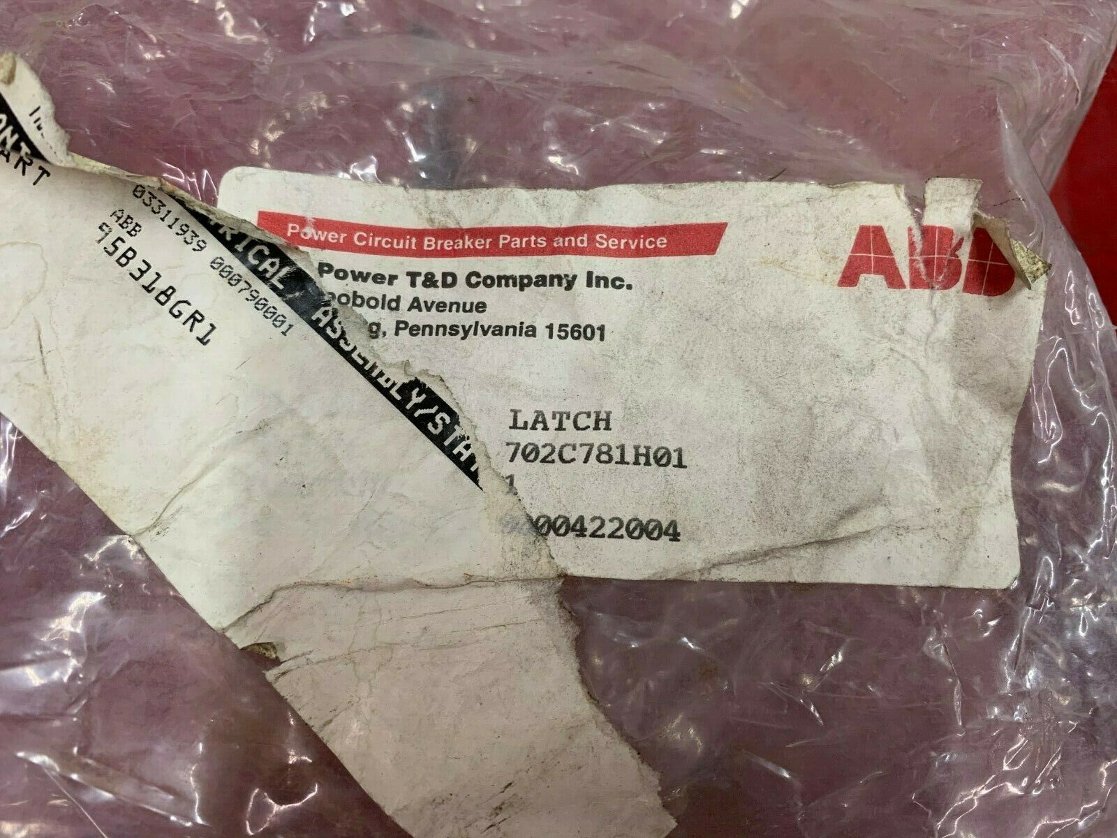 NEW NO BOX ABB LATCH 702C781H01