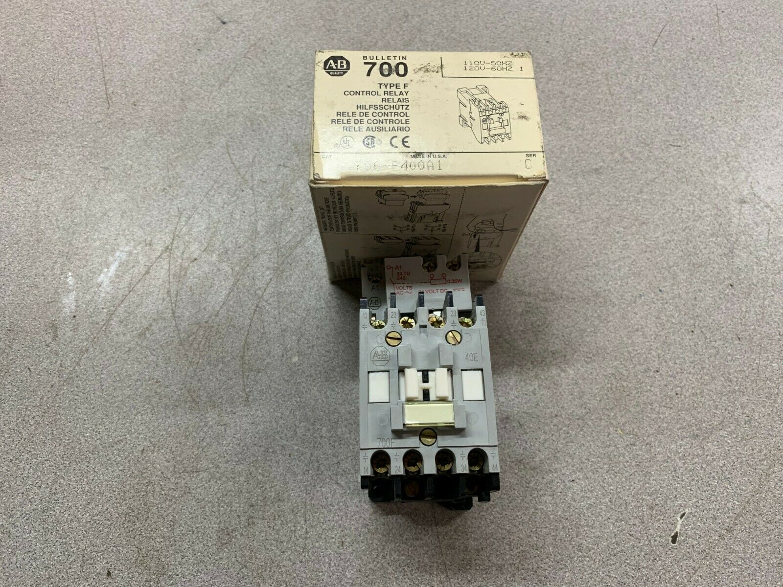 NEW IN BOX ALLEN-BRADLEY CONTROL RELAY 700-F400A1 SERIES C WITH 199-FIMZ24