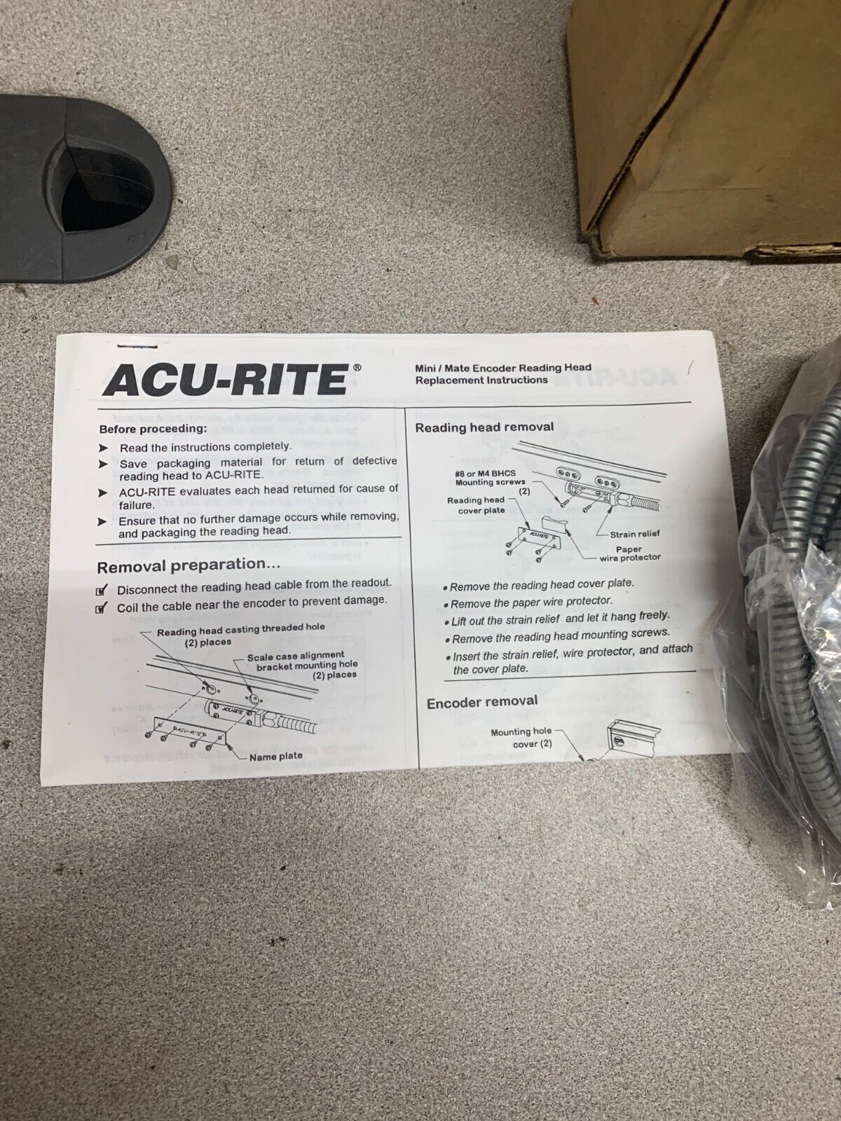 NEW IN BOX ACU-RITE READING HEAD 38-43-02-11501