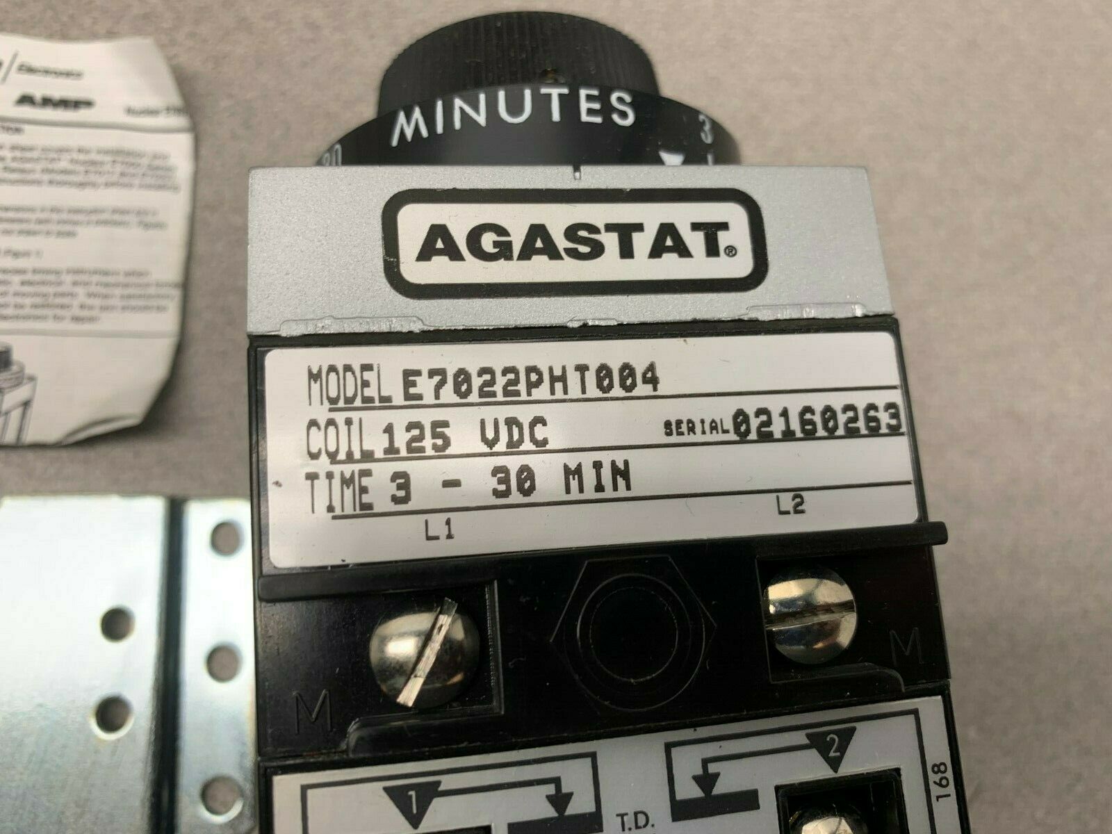 NEW NO BOX AGASTAT 125VDC. TIMER 3-30MIN. TIMING RELAY E7022PHT004