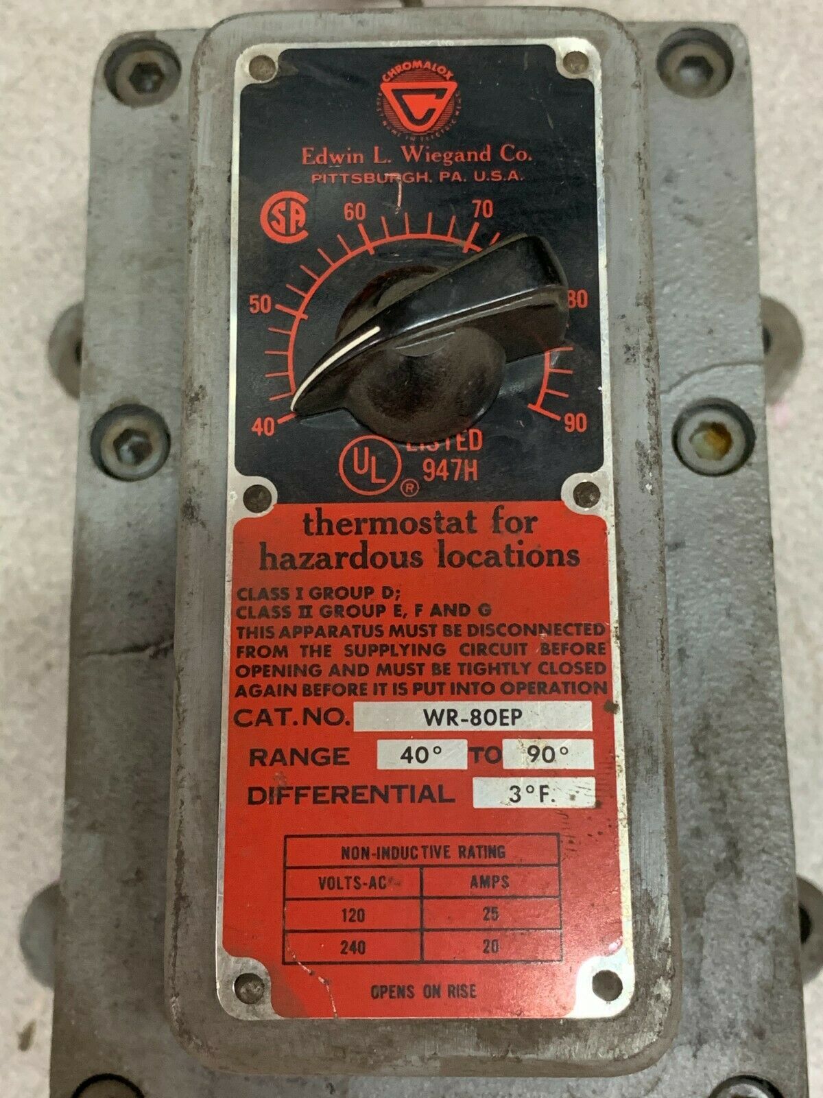 USED CHROMALOX EXPLOSION PROOF THERMOSTAT WR-80EP