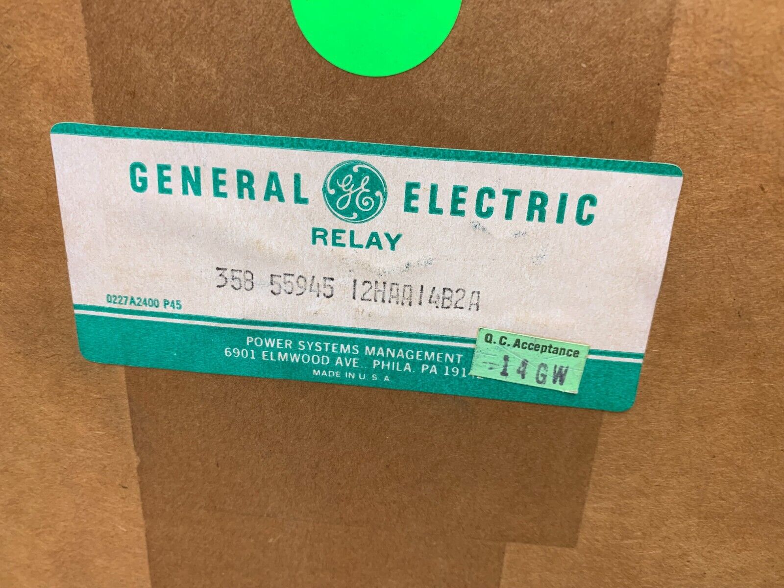 NEW IN BOX GENERAL ELECTRIC 125 VDC. TYPE HAA AUXILIARY RELAY 12HAA14B2A