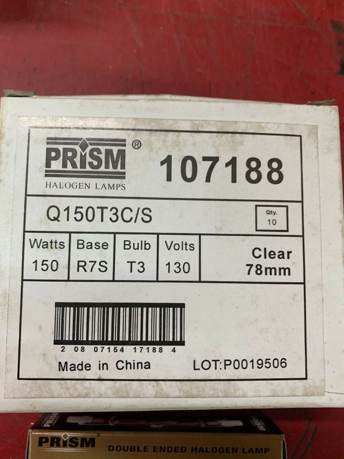 BOX OF 10 NEW IN BOX PRISM HALOGEN LAMPS Q150T3C/S