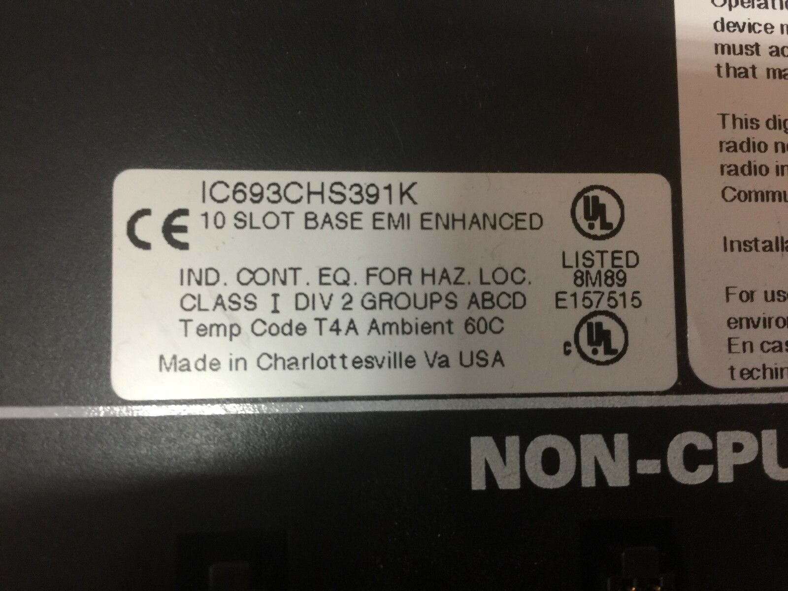 USED GE FANUC 10 SLOT BASE EMI ENHANCED IC693CHS391K