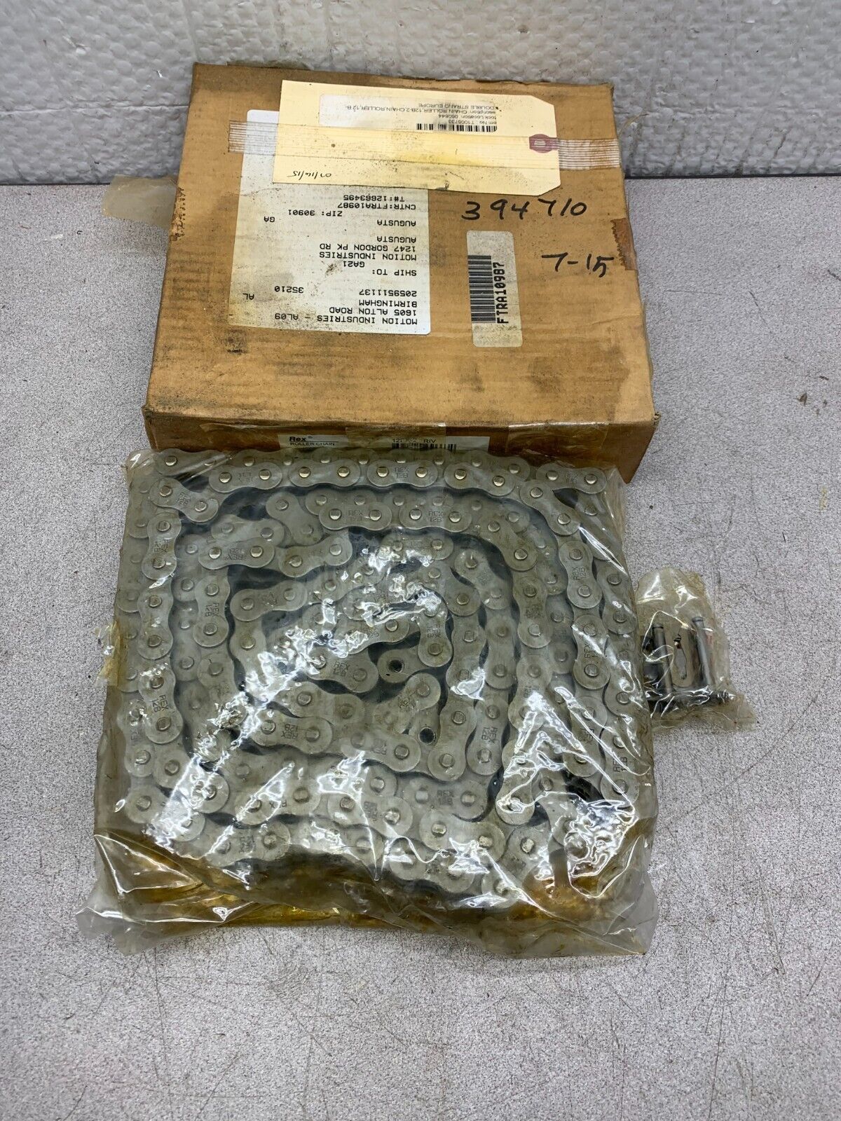 NEW IN BOX 10FT. ROLL REXNORD ROLLER CHAIN REX 12BK-2 RIV. RIVETED DOUBLE STRAND